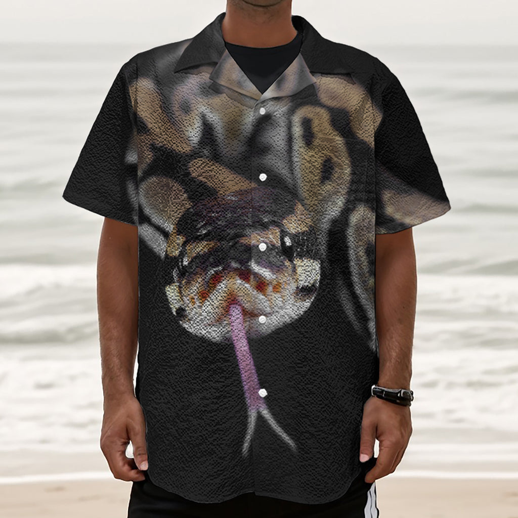 Python Snake Print Textured Short Sleeve Shirt