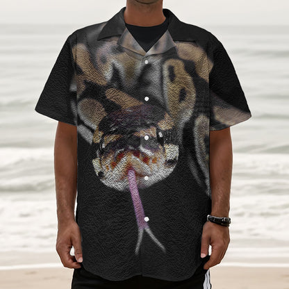 Python Snake Print Textured Short Sleeve Shirt