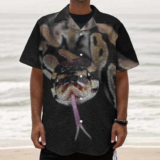 Python Snake Print Textured Short Sleeve Shirt