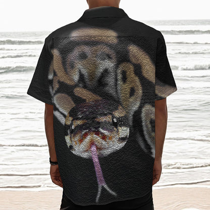 Python Snake Print Textured Short Sleeve Shirt