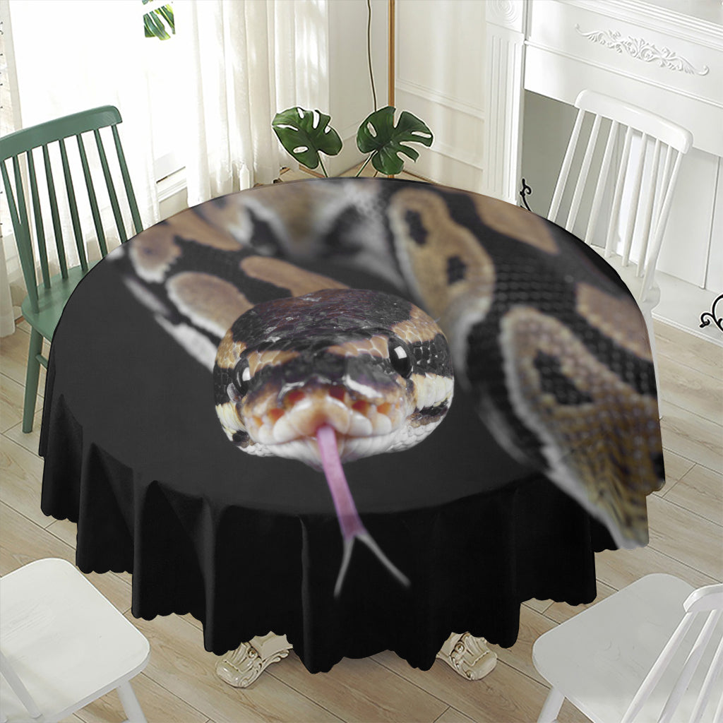 Python Snake Print Waterproof Round Tablecloth