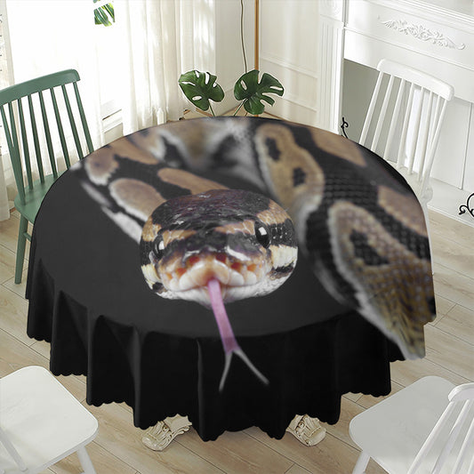 Python Snake Print Waterproof Round Tablecloth