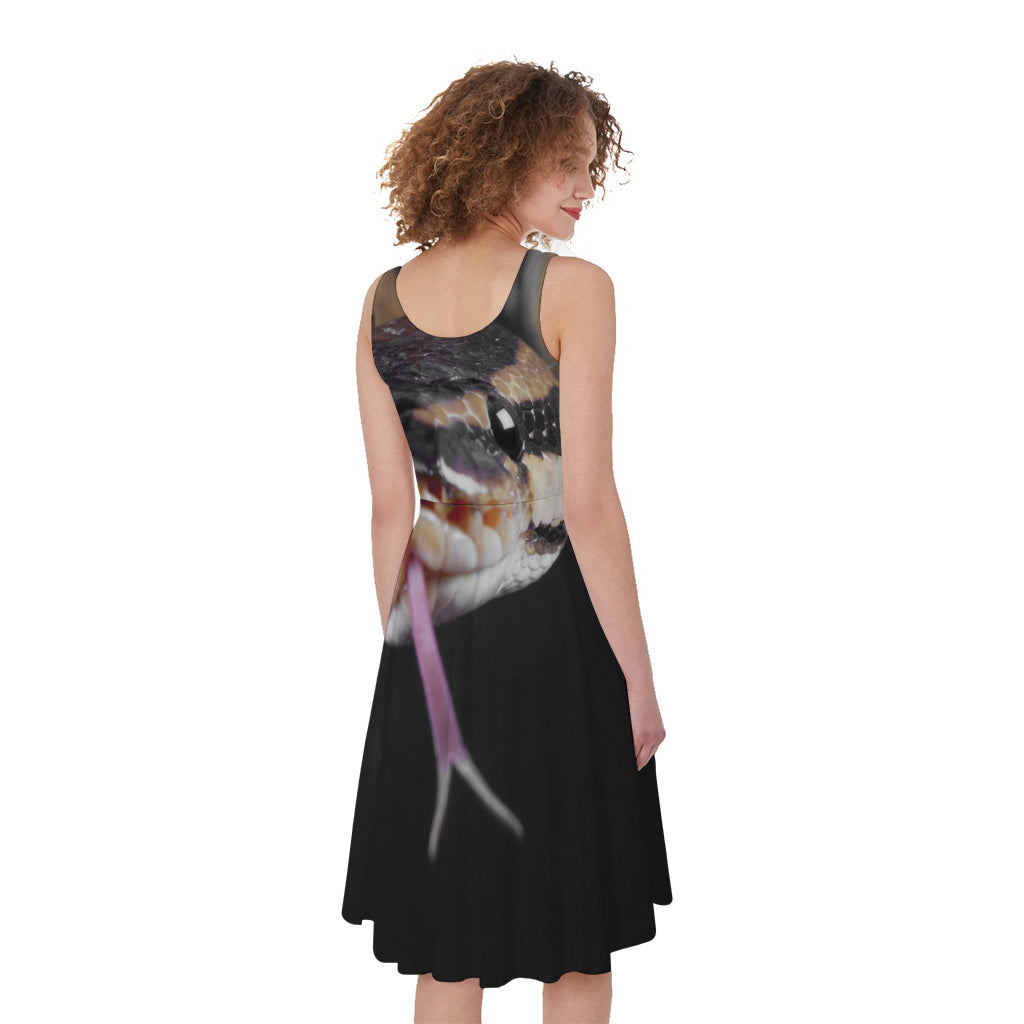 Python Snake Print Women's Sleeveless Dress