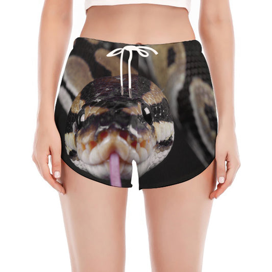 Python Snake Print Women's Split Running Shorts