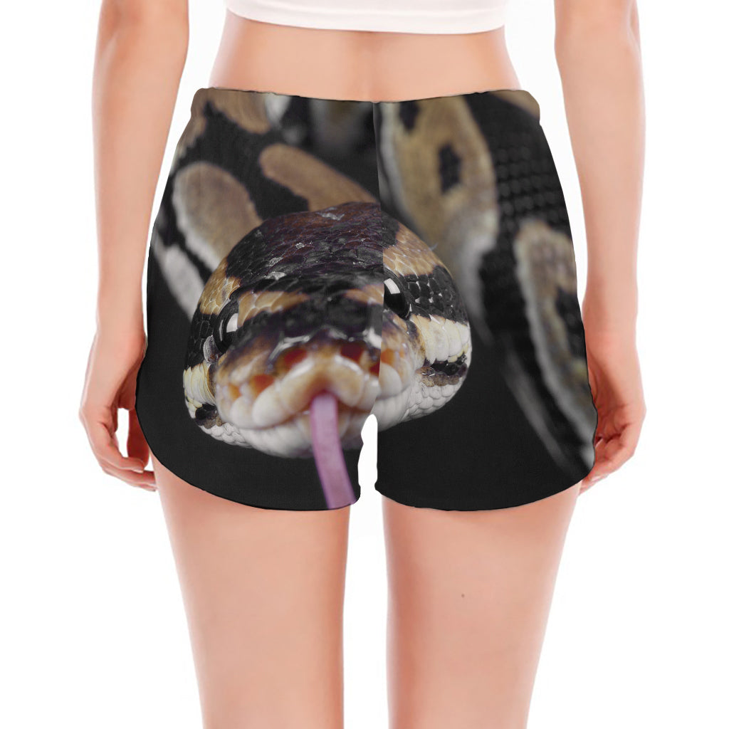 Python Snake Print Women's Split Running Shorts