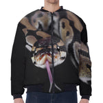Python Snake Print Zip Sleeve Bomber Jacket