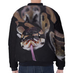 Python Snake Print Zip Sleeve Bomber Jacket