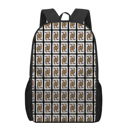 Queen Of Clubs Pattern Print 17 Inch Backpack