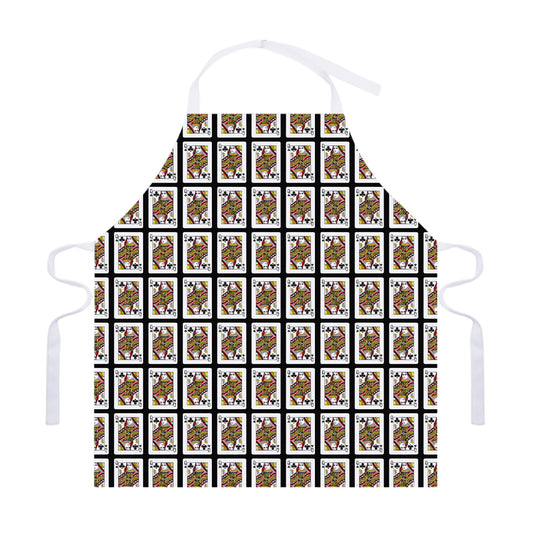 Queen Of Clubs Pattern Print Adjustable Apron