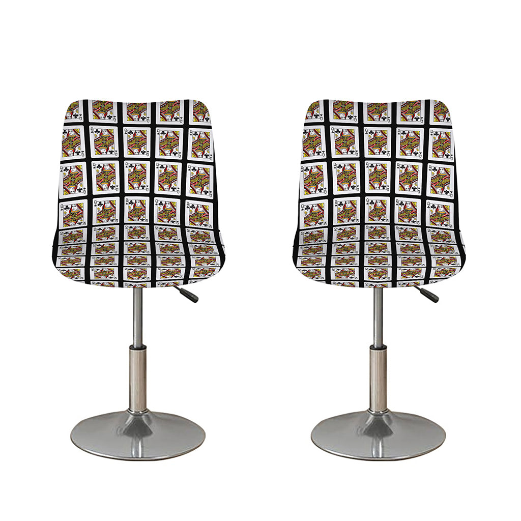 Queen Of Clubs Pattern Print Bar Stool Covers