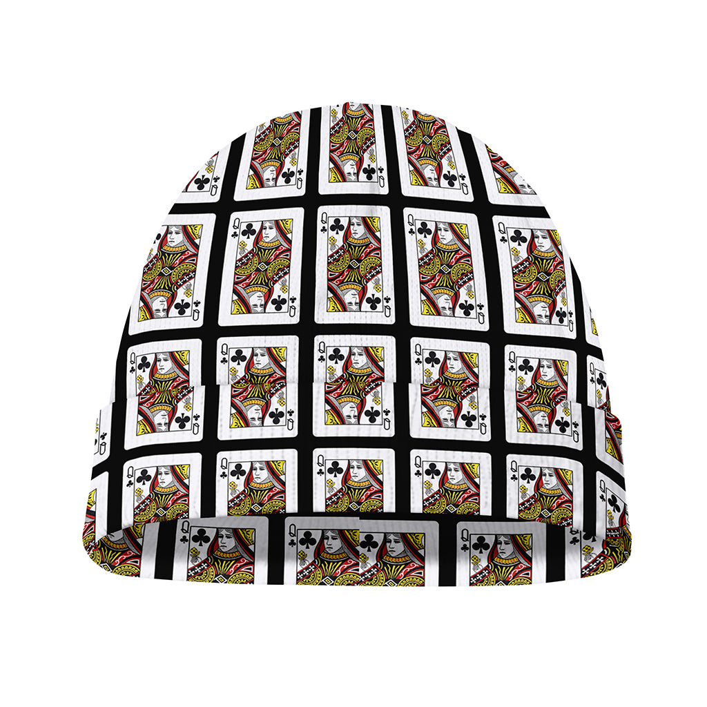 Queen Of Clubs Pattern Print Beanie