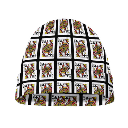 Queen Of Clubs Pattern Print Beanie