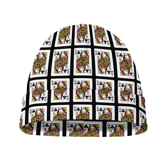 Queen Of Clubs Pattern Print Beanie