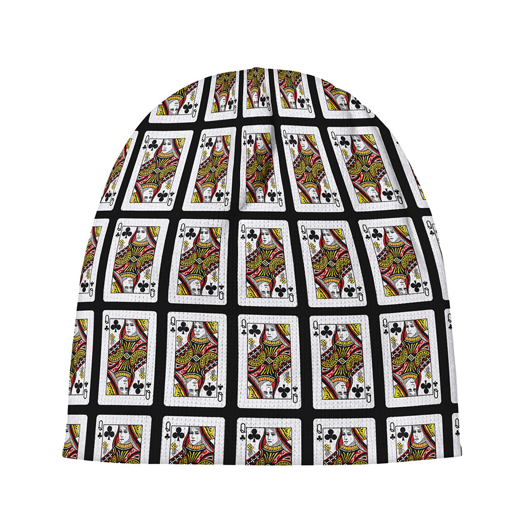 Queen Of Clubs Pattern Print Beanie