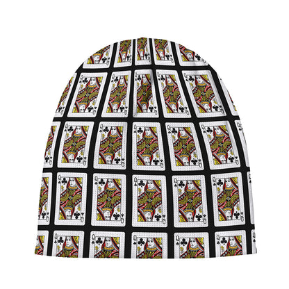 Queen Of Clubs Pattern Print Beanie