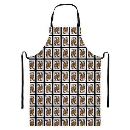 Queen Of Clubs Pattern Print Bib Apron With Pocket