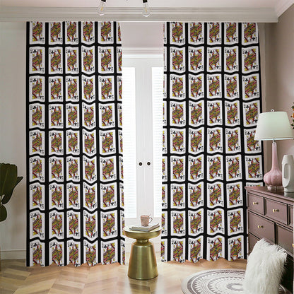 Queen Of Clubs Pattern Print Blackout Pencil Pleat Curtains