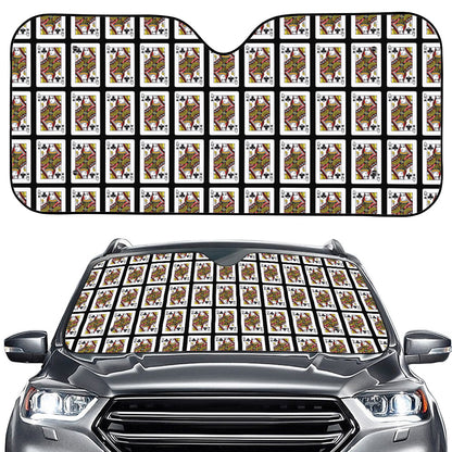 Queen Of Clubs Pattern Print Car Windshield Sun Shade