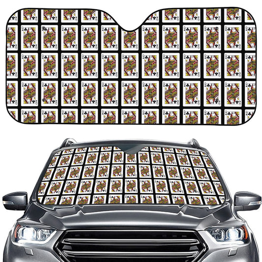 Queen Of Clubs Pattern Print Car Windshield Sun Shade