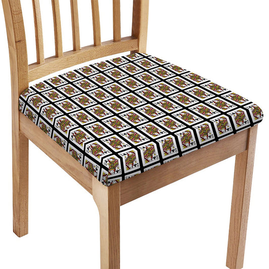 Queen Of Clubs Pattern Print Chair Cushion Cover