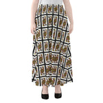 Queen Of Clubs Pattern Print Chiffon Maxi Skirt