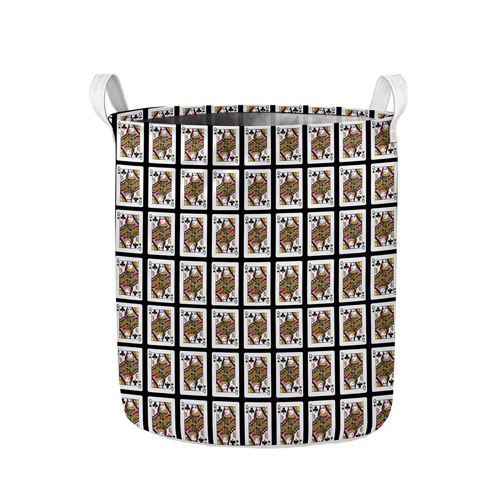 Queen Of Clubs Pattern Print Collapsible Laundry Basket