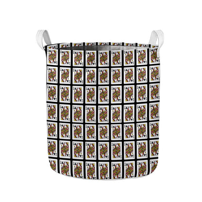 Queen Of Clubs Pattern Print Collapsible Laundry Basket