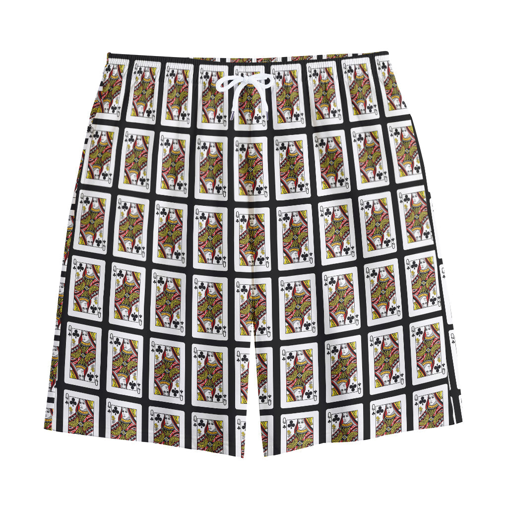 Queen Of Clubs Pattern Print Cotton Shorts