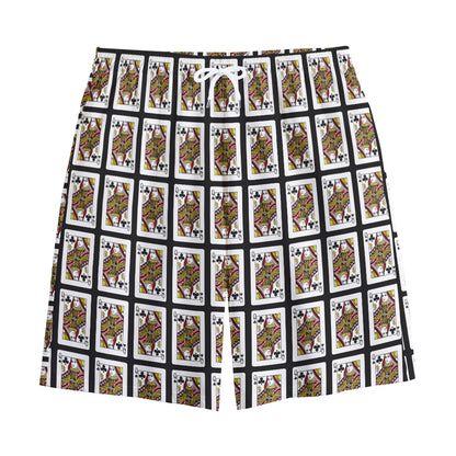 Queen Of Clubs Pattern Print Cotton Shorts