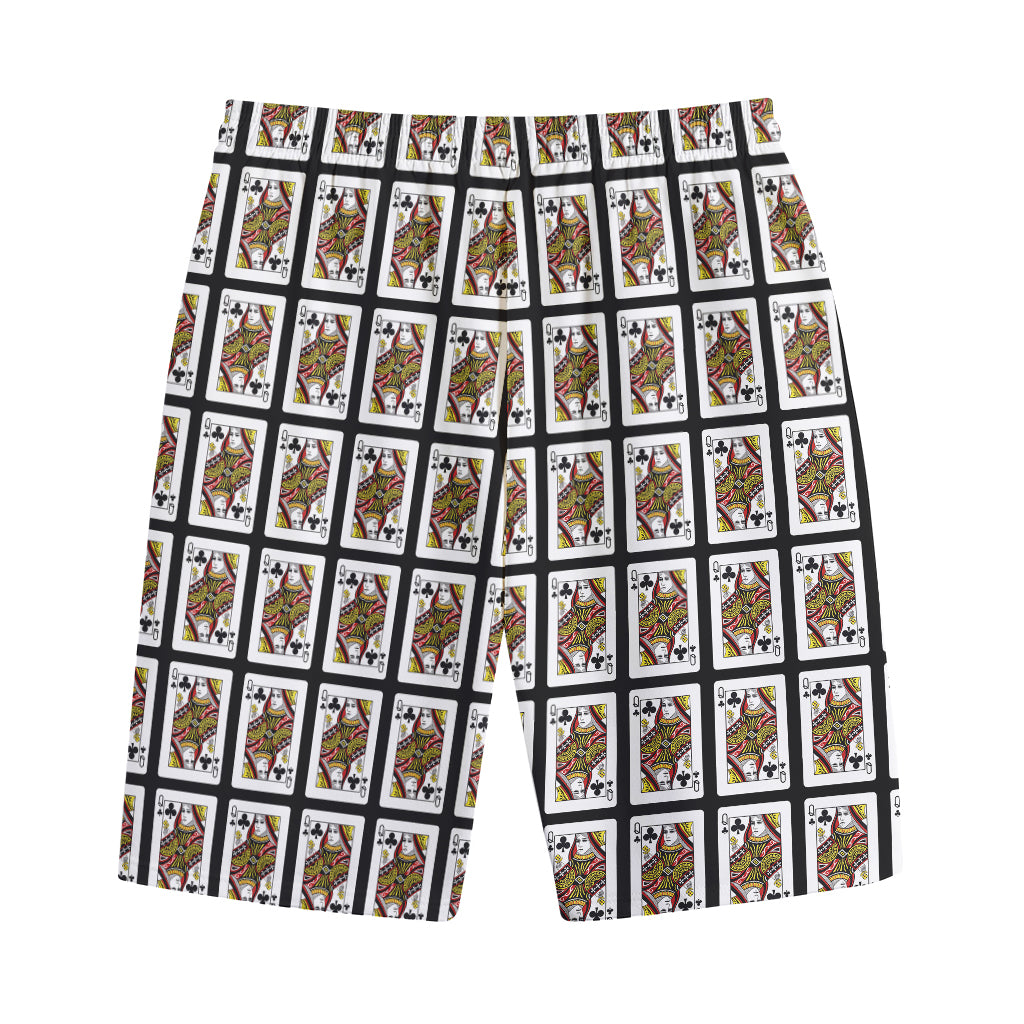Queen Of Clubs Pattern Print Cotton Shorts