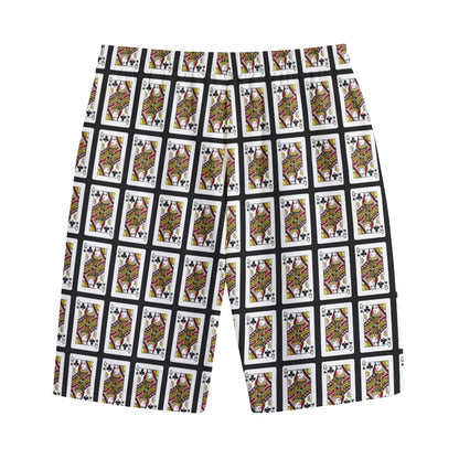Queen Of Clubs Pattern Print Cotton Shorts