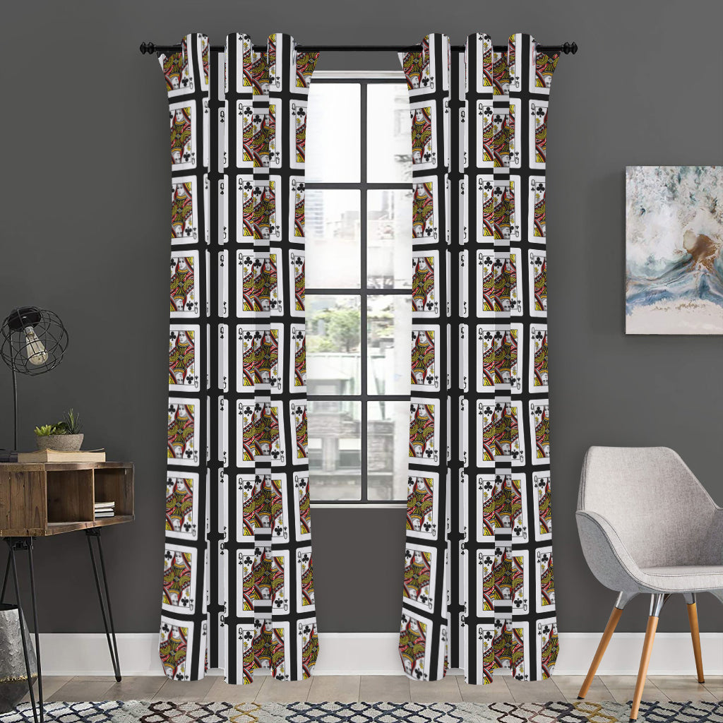 Queen Of Clubs Pattern Print Curtain