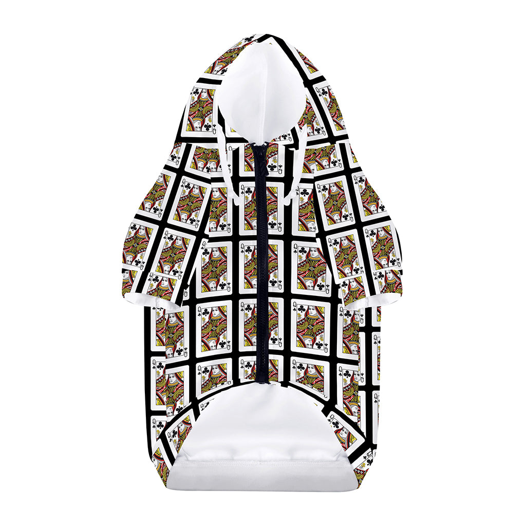 Queen Of Clubs Pattern Print Dog Zip Up Hoodie