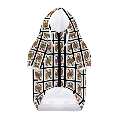 Queen Of Clubs Pattern Print Dog Zip Up Hoodie