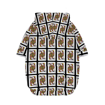 Queen Of Clubs Pattern Print Dog Zip Up Hoodie
