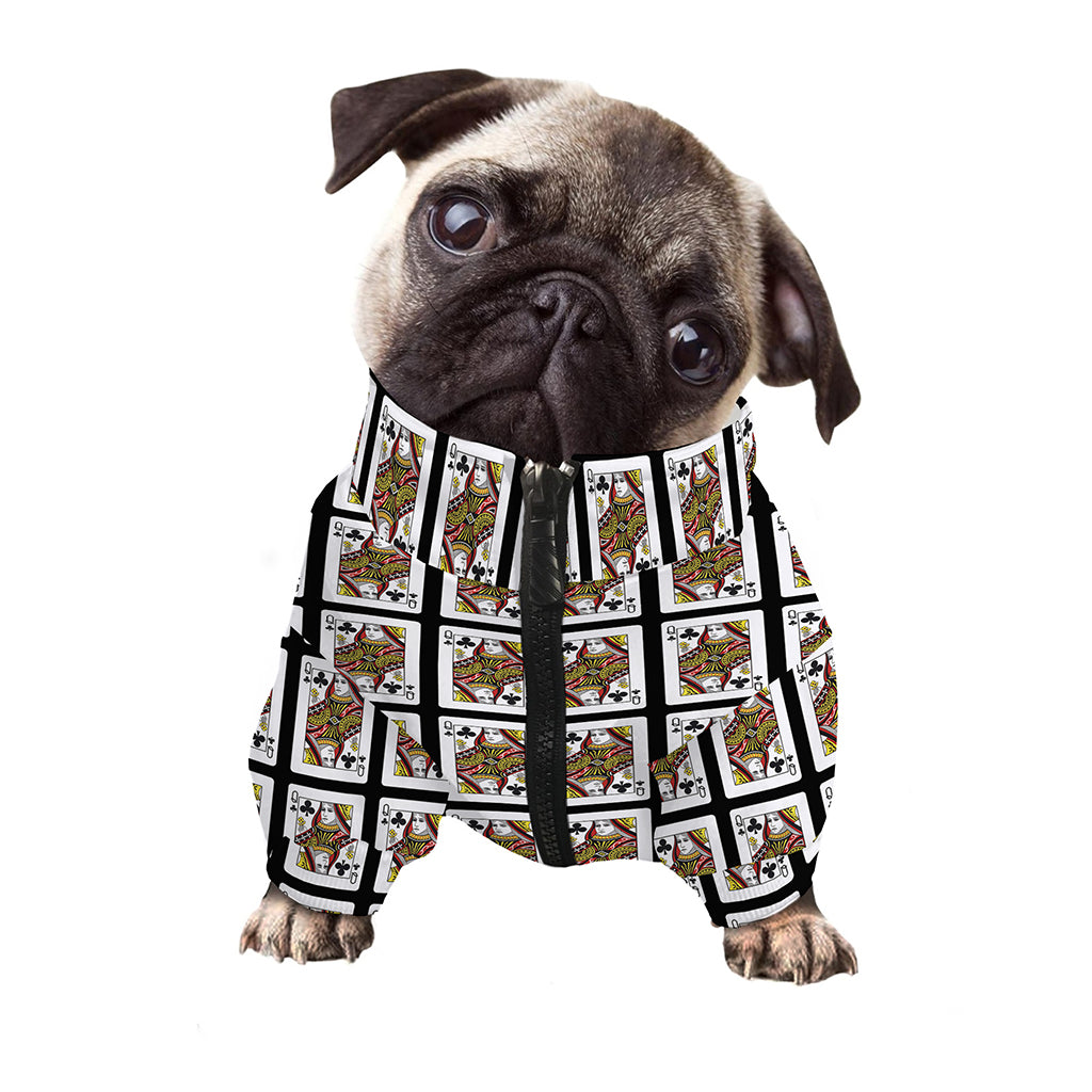 Queen Of Clubs Pattern Print Dog Zip Up Jacket