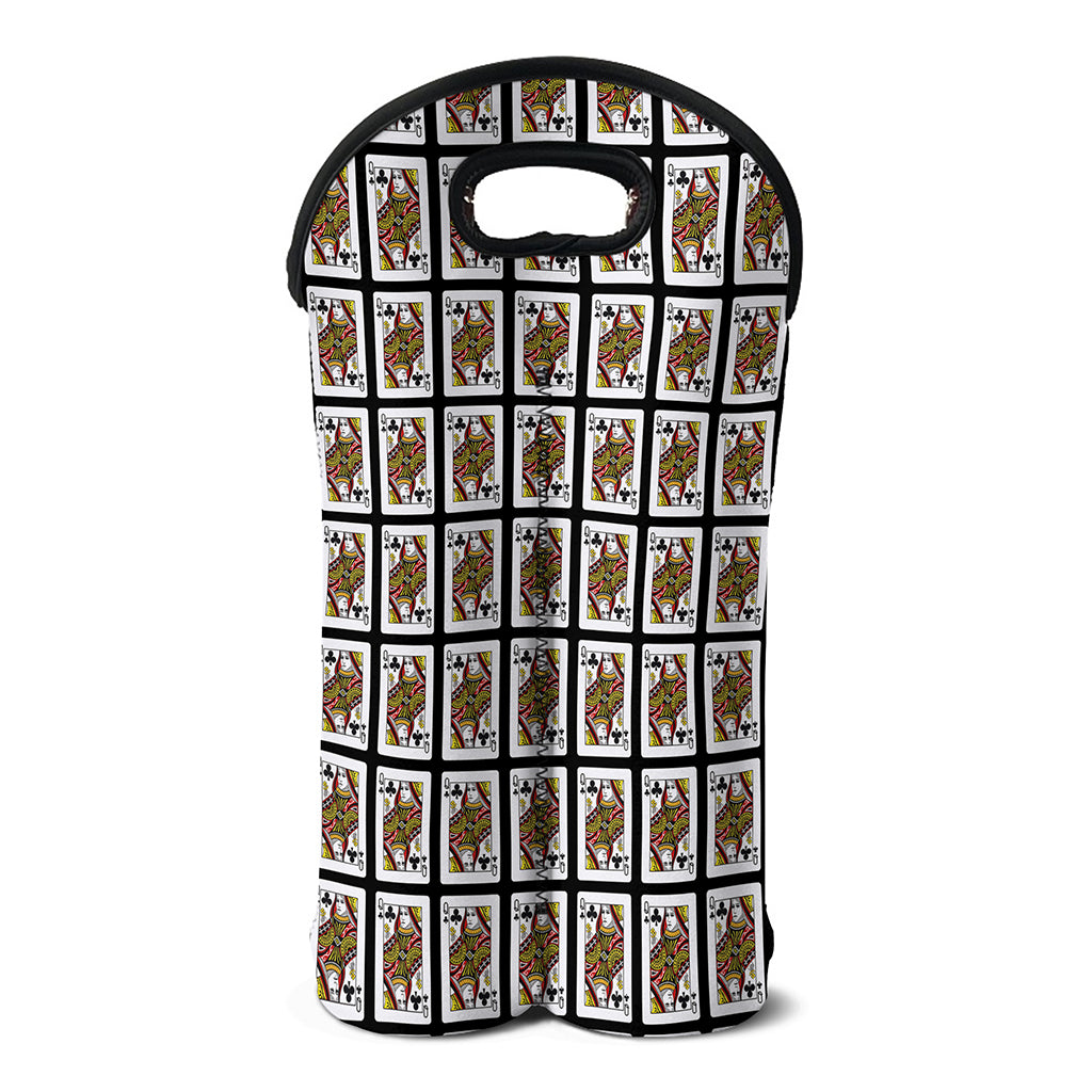 Queen Of Clubs Pattern Print Double Neoprene Wine Tote