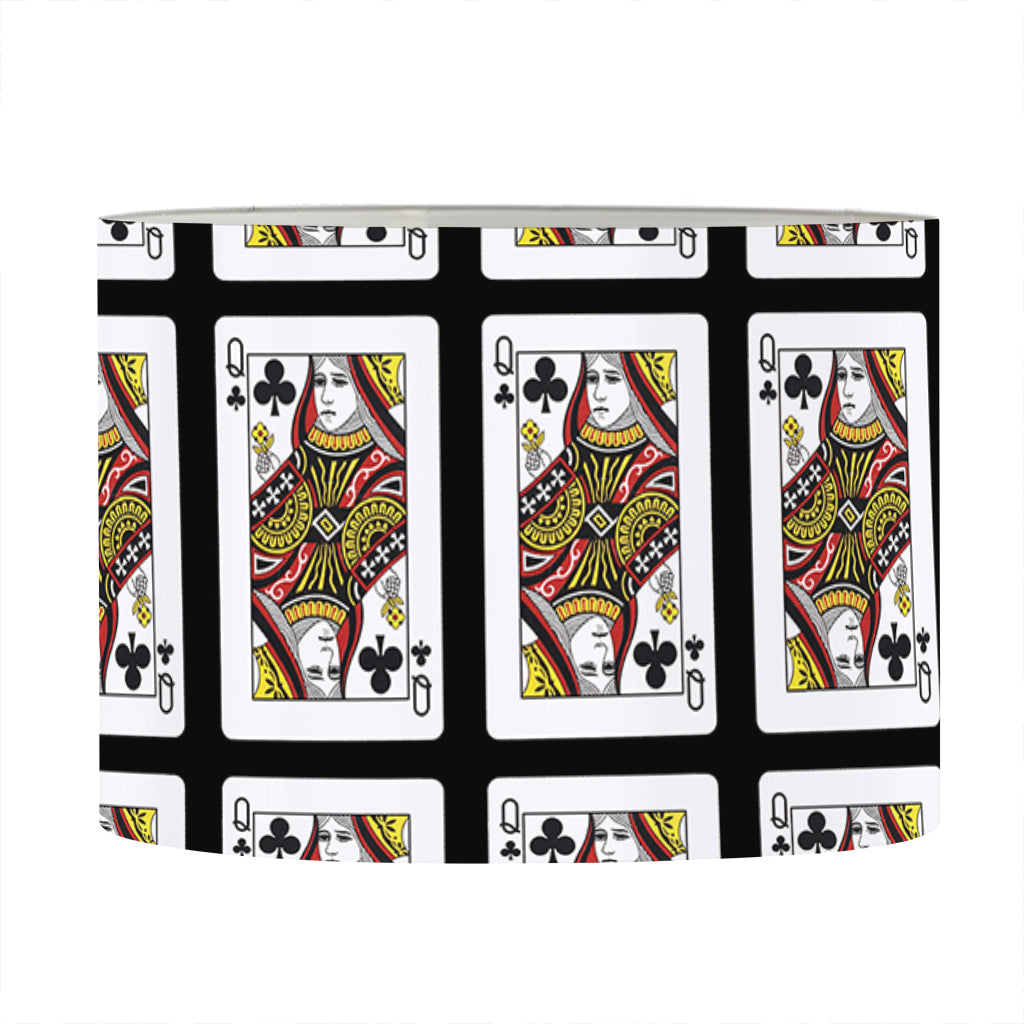 Queen Of Clubs Pattern Print Drum Lamp Shade