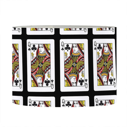 Queen Of Clubs Pattern Print Drum Lamp Shade