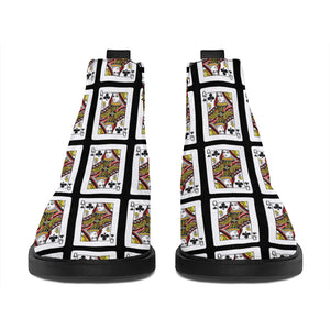 Queen Of Clubs Pattern Print Flat Ankle Boots