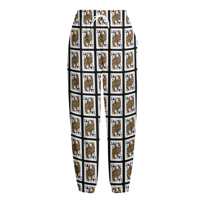 Queen Of Clubs Pattern Print Fleece Lined Knit Pants