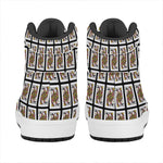 Queen Of Clubs Pattern Print High Top Leather Sneakers