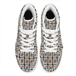 Queen Of Clubs Pattern Print High Top Leather Sneakers