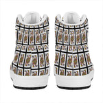 Queen Of Clubs Pattern Print High Top Leather Sneakers