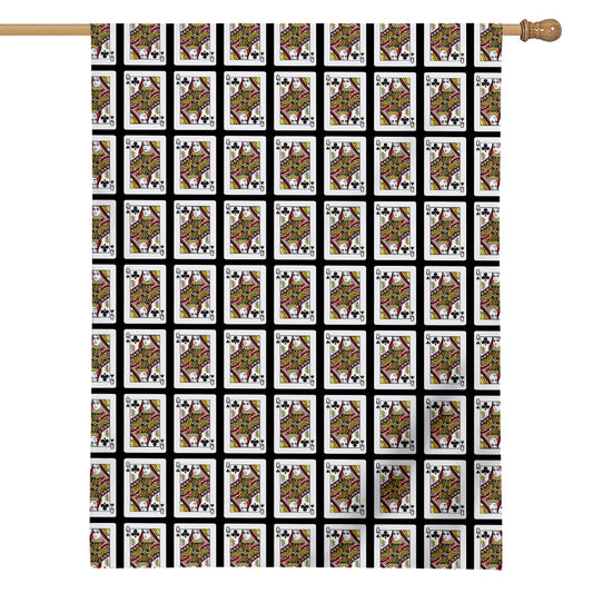 Queen Of Clubs Pattern Print House Flag