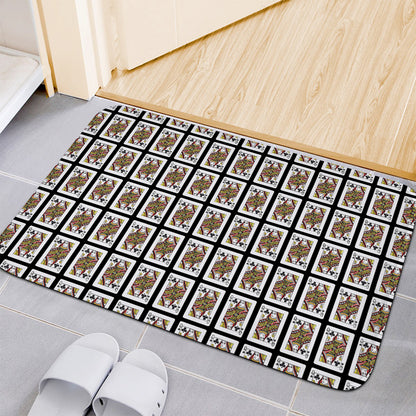Queen Of Clubs Pattern Print Indoor Door Mat