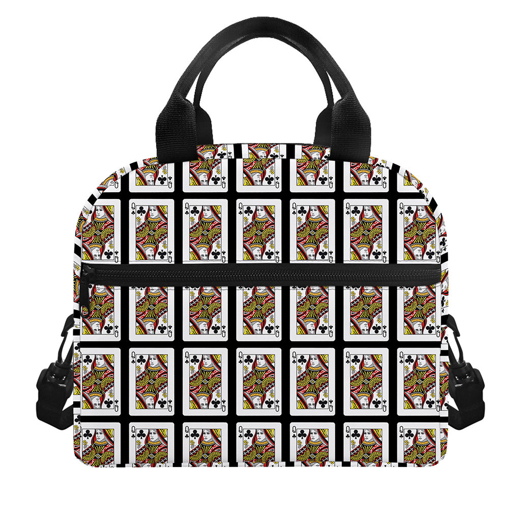 Queen Of Clubs Pattern Print Insulated Lunch Bag