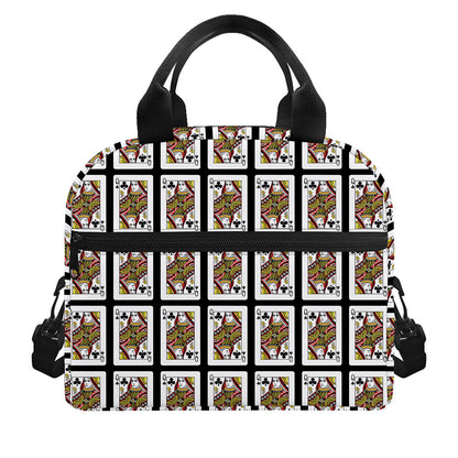 Queen Of Clubs Pattern Print Insulated Lunch Bag