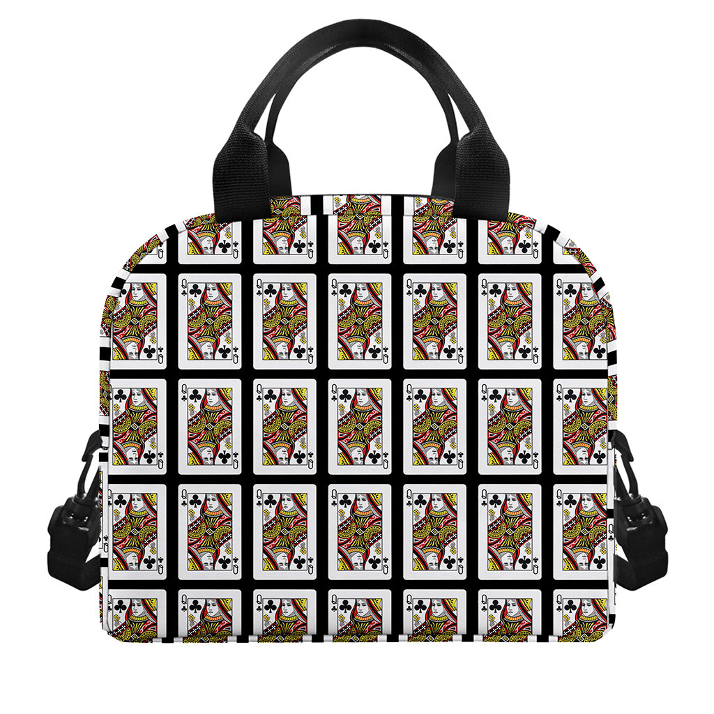 Queen Of Clubs Pattern Print Insulated Lunch Bag