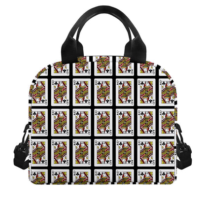 Queen Of Clubs Pattern Print Insulated Lunch Bag
